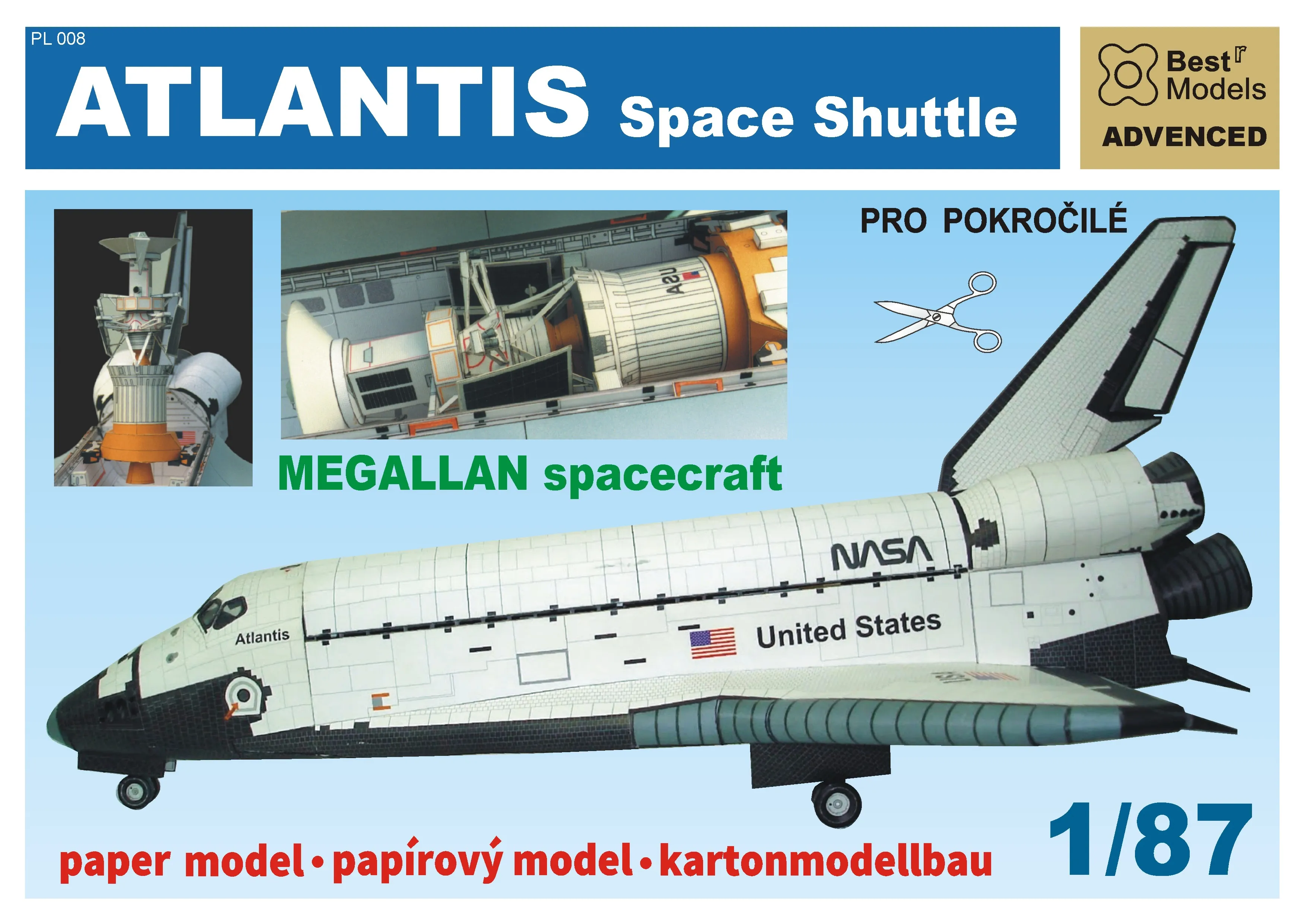 Papierový model - Raketoplán Atlantis Space Shuttle s družicou Magellan